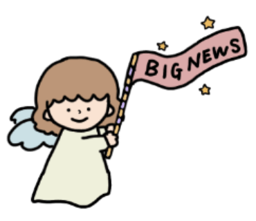 BIG NEWSの旗を持つ天使のイラスト